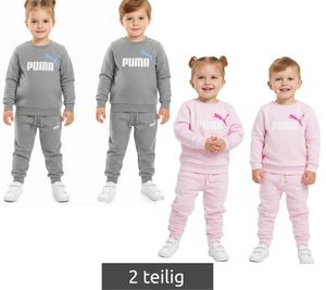 Ensemble de jogging PUMA pour enfants (garçons et filles), 2 pièces : pantalon de jogging, pull à col rond, en coton, référence 627915, gris ou rose