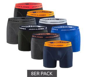JACK & JONES Men's 8-Pack Boxer Shorts, Breathable Cotton Underwear, 12259926, Black/Gray/Blue/Khaki