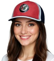 ALFA ROMEO baseball cap for men or women with logo on the front. AFRCP dark blue/red/white cotton cap with a straight or curved brim. ALFA ROMEO baseball cap for men or women with logo on the front. AFRCP dark blue/red/white cotton cap with a straight or curved brim.