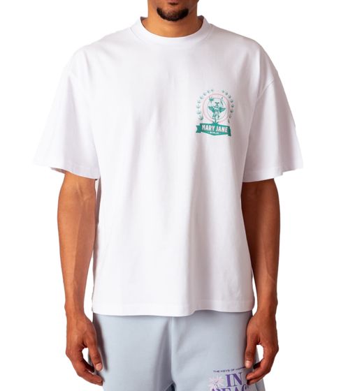 MARY JANE BERLIN Men's T-Shirt, Plain Cotton T-Shirt with Logo Print, Short-Sleeved Shirt, Oversized Fit, 2406-4-T2-03 White