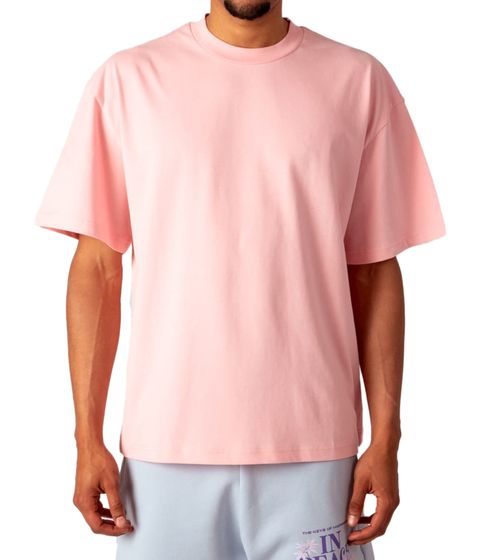 MARY JANE BERLIN Herren T-Shirt schlichtes Baumwoll-Shirt mit großem Rücken-Print Kurzarm-Shirt Oversized-Fit 2406-4-T2-02 Rosa