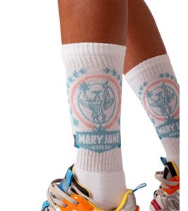 MARY JANE BERLIN Tennis-Socken Baumwoll-Socken mit Logo-Print  2406-4-SO-02 Weiß