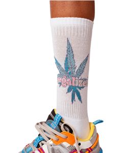 MARY JANE BERLIN Tennis-Socken Baumwoll-Socken mit “LEGALIZED” Print 2406-4-SO-01 Weiß