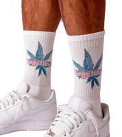 Chaussettes de tennis MARY JANE BERLIN Chaussettes en coton avec imprimé « LEGALIZED » 2406-4-SO-01 Blanc Chaussettes de tennis MARY JANE BERLIN Chaussettes en coton avec imprimé « LEGALIZED » 2406-4-SO-01 Blanc