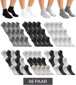48 pairs of JACK & JONES Short Sock sneaker socks, sports socks, cotton quarter socks 12260511 in black, gray, white, or a mix