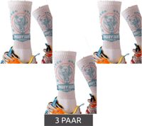 3 Paar MARY JANE BERLIN Tennis-Socken Baumwoll-Socken mit Logo-Print  2406-4-SO-02 Weiß