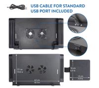 WonderWorker Einstein Laptop Table, Height-Adjustable Tablet Table, Foldable Laptop Stand with 2 USB Fans, Bedside Table with Mouse Tray, 42 x 27 cm (7-17"), 80173 Black