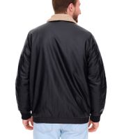 Chaqueta de piloto para hombre de piel sintética, elegante chaqueta de exterior con cuello de peluche 950871 Negro Chaqueta de piloto para hombre de piel sintética, elegante chaqueta de exterior con cuello de peluche 950871 Negro
