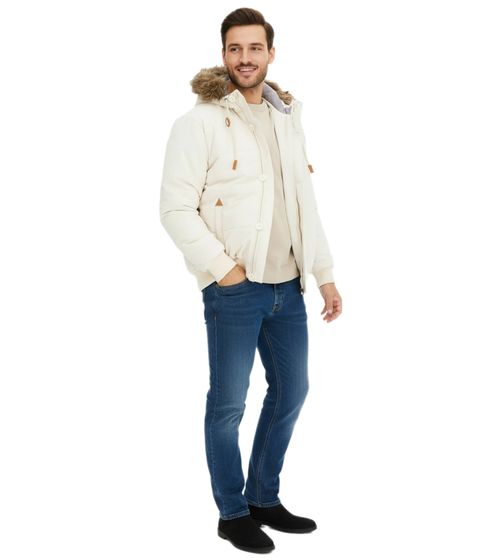 Herren Funktionsjacke mit Fellkapuze in Blousonform Outdoor-Jacke 967556 Beige Herren Funktionsjacke mit Fellkapuze in Blousonform Outdoor-Jacke 967556 Beige