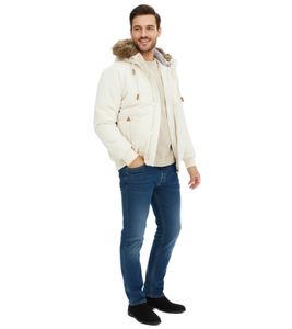 Men's Functional Jacket with Fur Hood, Blouson-Style Outdoor Jacket 967556 Beige Men's Functional Jacket with Fur Hood, Blouson-Style Outdoor Jacket 967556 Beige