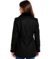 Manteau femme avec col en fourrure teddy, veste en simili cuir d'agneau, parka d'automne 939077 Noir Manteau femme avec col en fourrure teddy, veste en simili cuir d'agneau, parka d'automne 939077 Noir