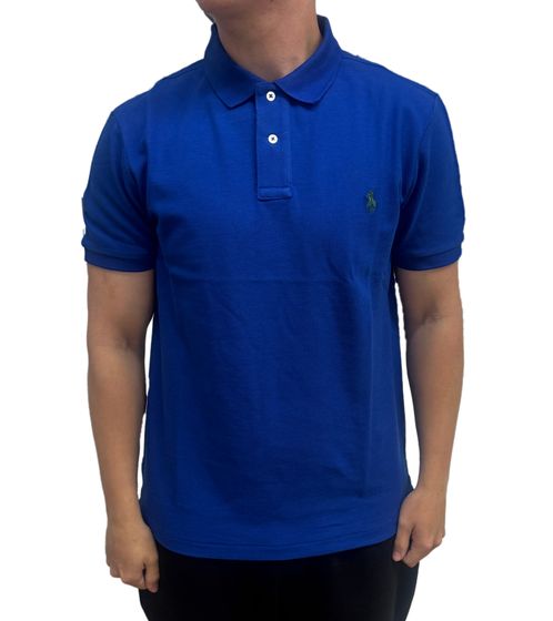 POLO RALPH LAUREN Herren Polo-Shirt Custom Slim Fit Baumwoll-Shirt Kurzarm-Shirt Basic-Shirt 710675974112 Blau/Grün