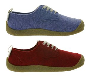 KEEN Mosey Derby Damen Filz-Schuhe nachhaltige Sneaker mit Eco Anti-Odor Schnür-Schuhe Rot oder Blau