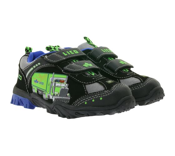 LICO Truck V Blinky Kinder Sneaker mit Blinkeffekt Turnschuhe für Jungen Turnschuhe Freizeit-Schuhe Halb-Schuhe 300196 Schwarz/Bunt
