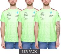 3-pack Mercedes-Benz AMG Petronas F1 Men's T-Shirt with Sponsor Logos, Short-Sleeved Shirt, 701223440 001 Neon Green 3-pack Mercedes-Benz AMG Petronas F1 Men's T-Shirt with Sponsor Logos, Short-Sleeved Shirt, 701223440 001 Neon Green