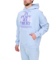 Sweat à capuche pour homme MARY JANE BERLIN avec logo ou imprimé, sweat à capuche en coton tendance 2406-4-SW, blanc ou bleu clair Sweat à capuche pour homme MARY JANE BERLIN avec logo ou imprimé, sweat à capuche en coton tendance 2406-4-SW, blanc ou bleu clair