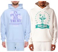 Sweat à capuche pour homme MARY JANE BERLIN avec logo ou imprimé, sweat à capuche en coton tendance 2406-4-SW, blanc ou bleu clair Sweat à capuche pour homme MARY JANE BERLIN avec logo ou imprimé, sweat à capuche en coton tendance 2406-4-SW, blanc ou bleu clair