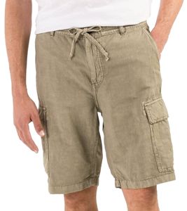 camel active Men's Cargo Shorts with Linen Content, Summer Trousers, Plus Sizes, 7F20 31, Smoke Olive Green