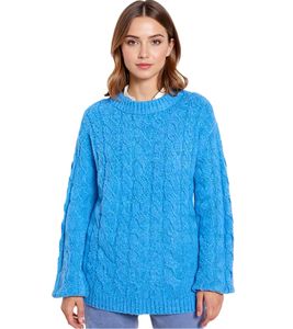 Maglione oversize da donna, maglione invernale dal taglio ampio con motivo a trecce 962801 Blu