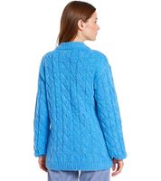 Maglione oversize da donna, maglione invernale dal taglio ampio con motivo a trecce 962801 Blu