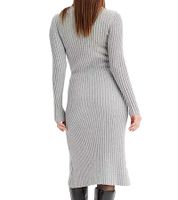 abito midi morbido da donna, abito basic in maglia, abito a maniche lunghe, grigio 971307