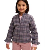 Kinder Flanell-Bluse für Mädchen Baumwoll-Shirt mit Raffung an der Taille mit Knopfverschluss 930775 Grau/Rosa Kinder Flanell-Bluse für Mädchen Baumwoll-Shirt mit Raffung an der Taille mit Knopfverschluss 930775 Grau/Rosa