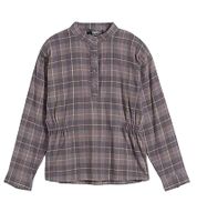 Kinder Flanell-Bluse für Mädchen Baumwoll-Shirt mit Raffung an der Taille mit Knopfverschluss 930775 Grau/Rosa Kinder Flanell-Bluse für Mädchen Baumwoll-Shirt mit Raffung an der Taille mit Knopfverschluss 930775 Grau/Rosa
