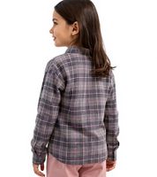 Kinder Flanell-Bluse für Mädchen Baumwoll-Shirt mit Raffung an der Taille mit Knopfverschluss 930775 Grau/Rosa Kinder Flanell-Bluse für Mädchen Baumwoll-Shirt mit Raffung an der Taille mit Knopfverschluss 930775 Grau/Rosa
