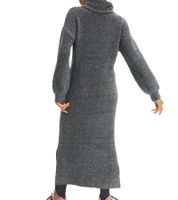 Abito midi da donna morbido, abito basic in filato bouclé, abito a maniche lunghe, taglia 935820, grigio
