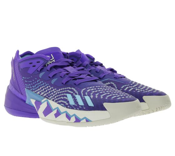 adidas D.O.N. Issue 4 Basketball Shoes, Sustainable Donovan Mitchell Style Indoor Shoes with Bounce Sole, HR0710, Purple, Blue, Beige
