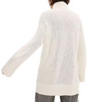 Maglione dolcevita da donna con spacchi laterali, maglia oversize 965990, bianco crema