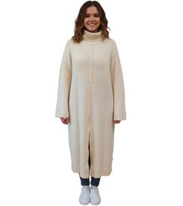 Women's Turtleneck Sweater Dress, Long Knit Sweater 975022 Beige