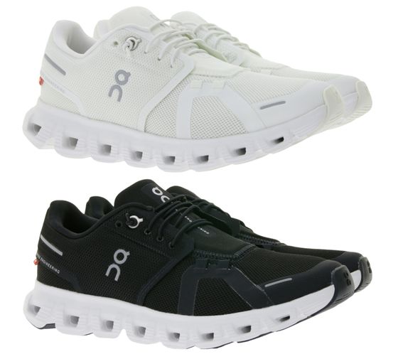ON Running Cloud 6 Damen Sneaker nachhaltige Lauf-Schuhe mit CloudTec und Speedboard 3WF1006 in Schwarz oder Weiß