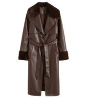 Manteau en similicuir pour femme avec col en fourrure teddy, veste en similicuir d'agneau, manteau de printemps 914589 marron Manteau en similicuir pour femme avec col en fourrure teddy, veste en similicuir d'agneau, manteau de printemps 914589 marron