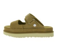 UGG Australia Goldenstar Slide, sandali con plateau da donna in vera pelle sostenibile con suola in EVA e chiusura in velcro, 1167399, beige o marrone