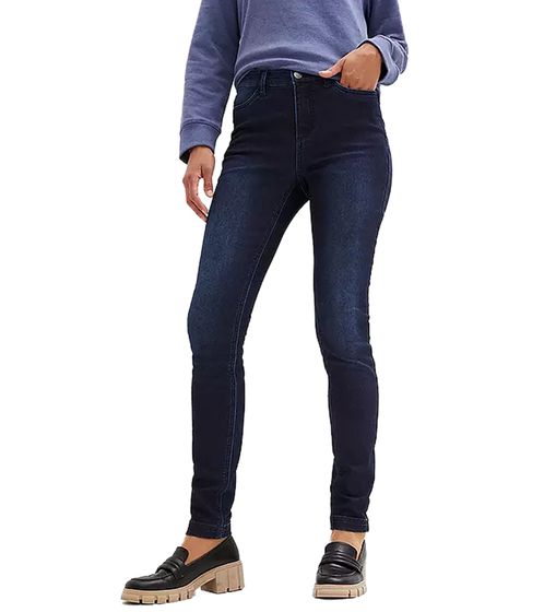 Damen Jeans aus Baumwolle 4-Pocket-Design mit elastischen Einsatz im Bund Denim-Hose 958091 Dunkelblau