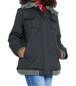  Damen Winter-Jacke mit Strick-Details stylische Outdoor-Jacke 955517 Schwarz