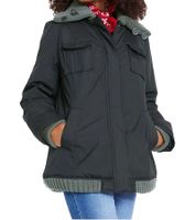 Veste d'hiver femme avec détails tricotés, veste d'extérieur élégante 955517 Noir Veste d'hiver femme avec détails tricotés, veste d'extérieur élégante 955517 Noir