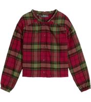 Children's Checked Cotton Flannel Shirt, Casual Blouse, Checked Blouse with Puff Sleeves 908481 Red/Green Children's Checked Cotton Flannel Shirt, Casual Blouse, Checked Blouse with Puff Sleeves 908481 Red/Green