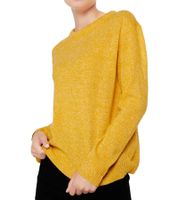 Maglione da donna in maglia con scollo rotondo e maglia a maniche lunghe 906742 giallo/bianco