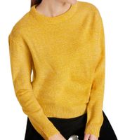 Maglione da donna in maglia con scollo rotondo e maglia a maniche lunghe 906742 giallo/bianco