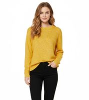 Maglione da donna in maglia con scollo rotondo e maglia a maniche lunghe 906742 giallo/bianco