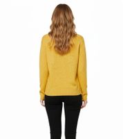 Maglione da donna in maglia con scollo rotondo e maglia a maniche lunghe 906742 giallo/bianco