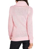 Maglione da donna in maglia con collo alto e coulisse a trecce, maglione in cotone, maglione per il tempo libero 962955 rosa