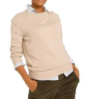 Maglione da donna in maglia con scollo rotondo, maglione da tutti i giorni, 909761 beige