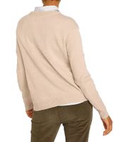 Maglione da donna in maglia con scollo rotondo, maglione da tutti i giorni, 909761 beige