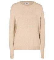 Maglione da donna in maglia con scollo rotondo, maglione da tutti i giorni, 909761 beige