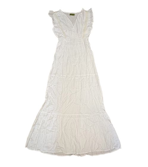 tarifa Damen Sommer-Kleid mit kurzen Ärmeln Midi-Kleid 38364436 Weiß