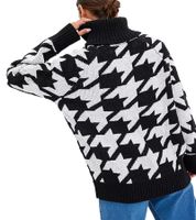 Maglione estivo sostenibile da donna con motivo pied de poule a maniche lunghe 928219 Nero/Grigio