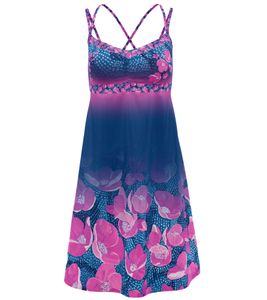 Crazy Damen Sommer-Kleid mit Blumen-Print Mini-Kleid ärmellos S24156023D-00 Blau/Rosa